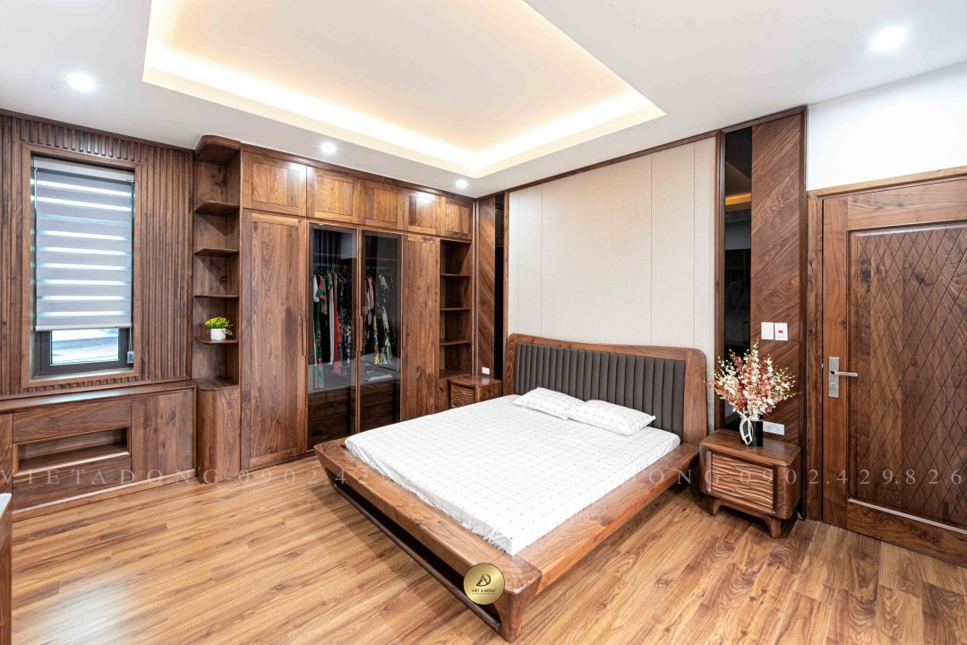 Giường ngủ gỗ óc chó VLUXE-GN-02